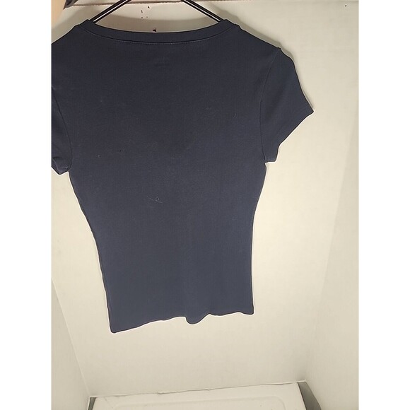 Tommy Hilfiger Shirt Womens Size Small Blue Short Sleeve Tee Casual V Neck Logo - Picture 8 of 9